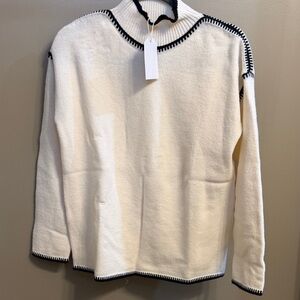 Chic White Cardigan with Black Accents